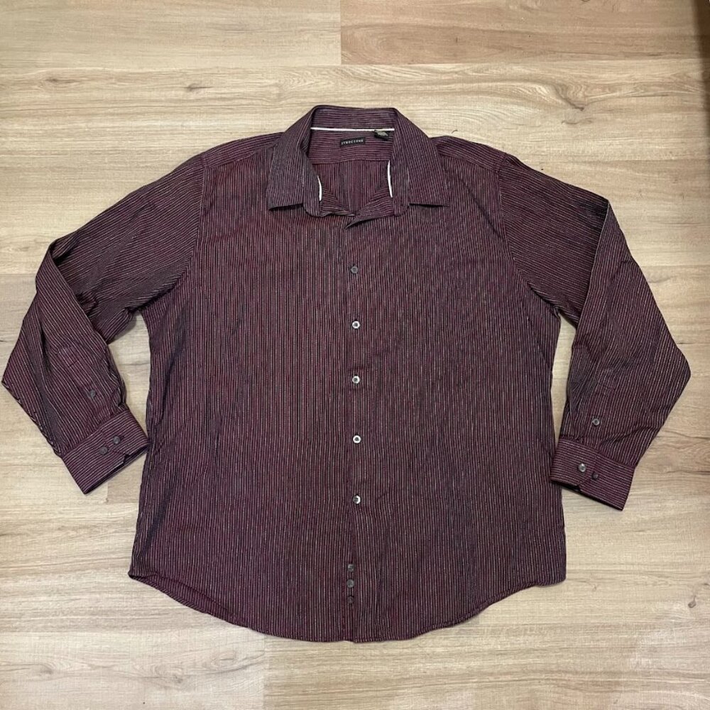 90s Express Structure burgundy stripe cotton dress shirt